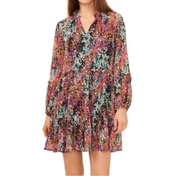 Vince Camuto Floral Dress Sheer Sleeves - Picture 1 of 7